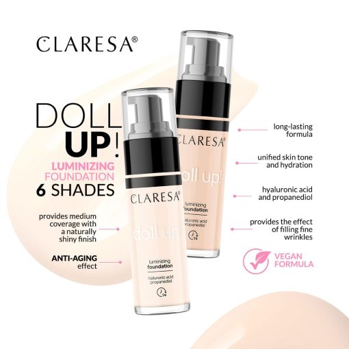 CLARESA Luminazing Foundation DOLL UP! 02 LIGHT 34 g - Image 3