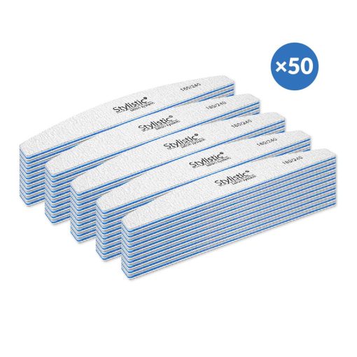 Stylistic NAIL FILE Half Moon 180/240 50 pcs