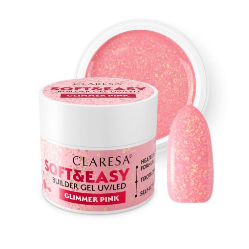 Claresa SOFT&EASY Builder Gel GLIMMER PINK 12g - Image 2